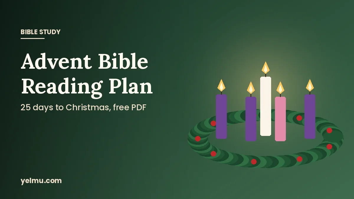 Illustration of an Advent wreath with four candles for a 25-day Advent Bible reading plan